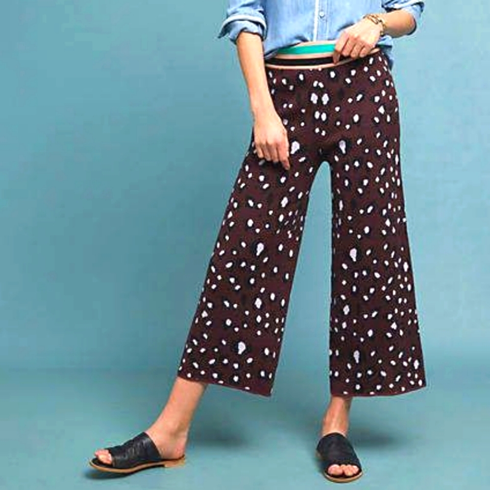 Anthropologie Dolan Leopard Print Wide-Leg Sweater Pants Size M or 29P